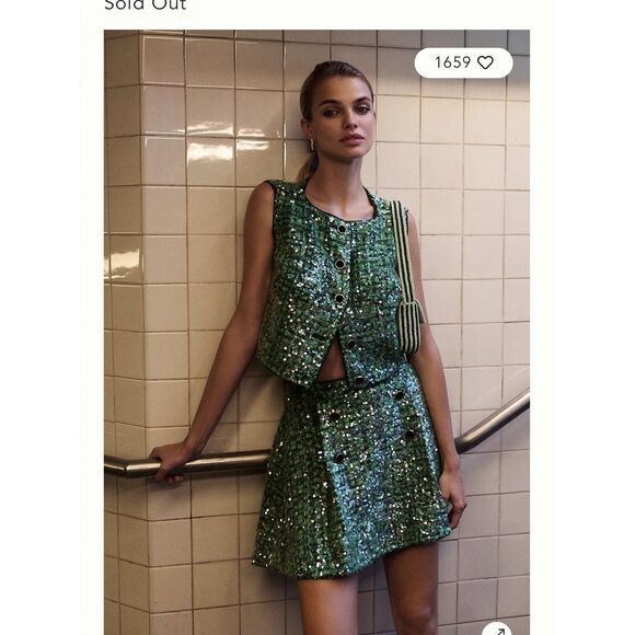 Maeve Dresses & Skirts - Antropologie Green Sequin Tweed Two-Piece Set